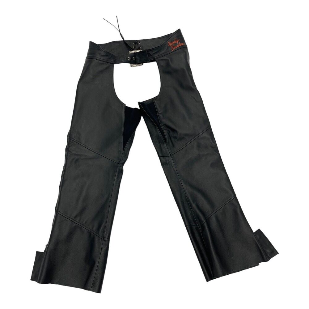 Harley Davidson Leather Chaps Women's Medium Genuine Leather HD Riding Chaps